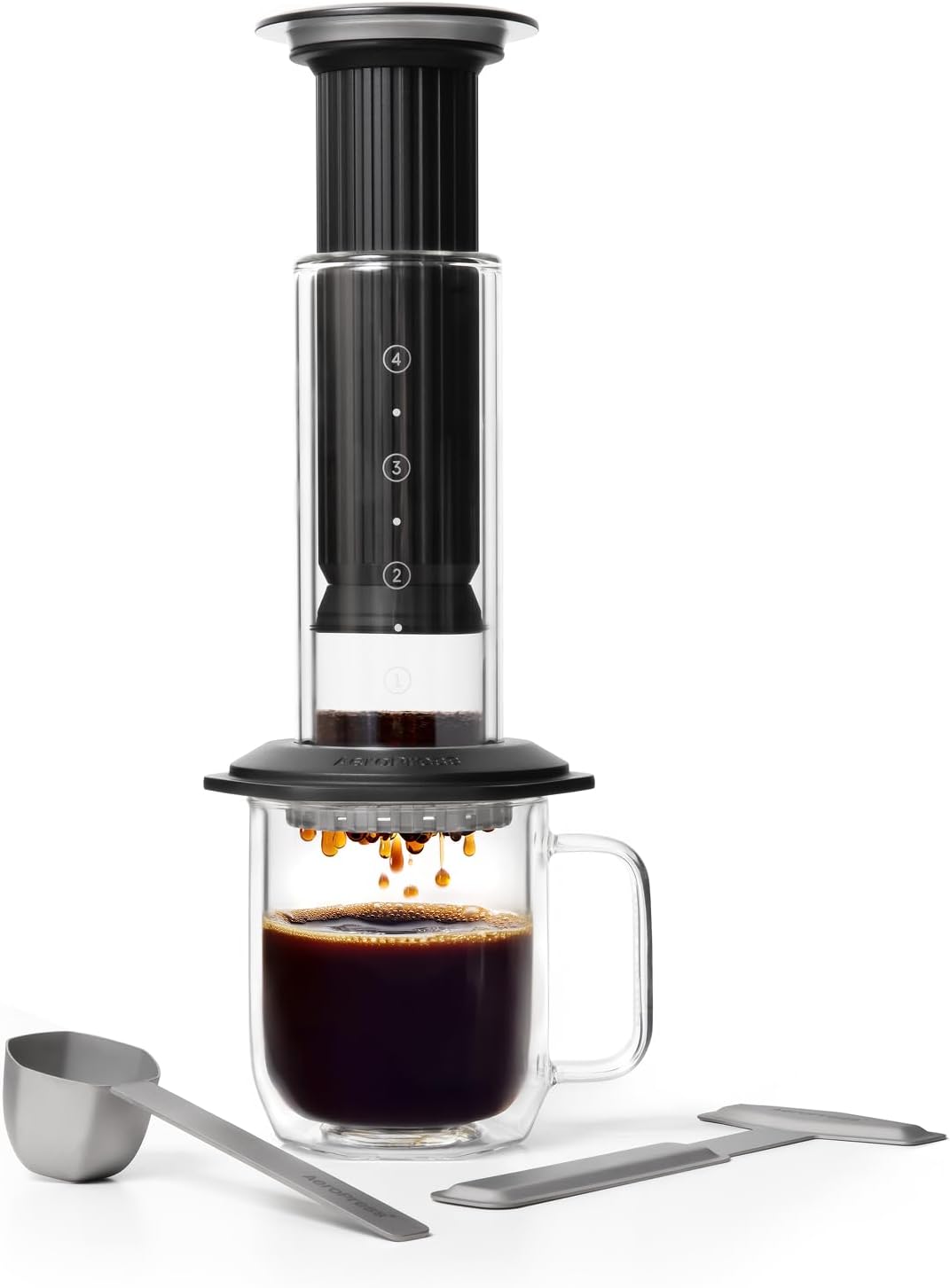 French Press Glass - Premium Coffee Press, Glass, Stainless Steel