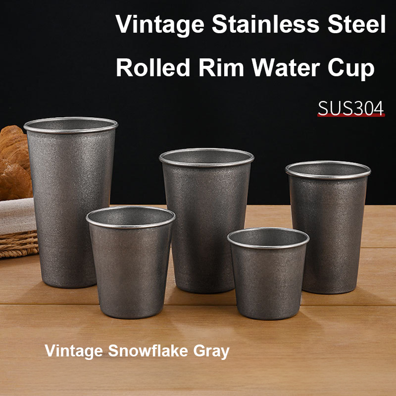 Water Tea And Coffee - Retro Silver Stainless Steel Drinking Cups