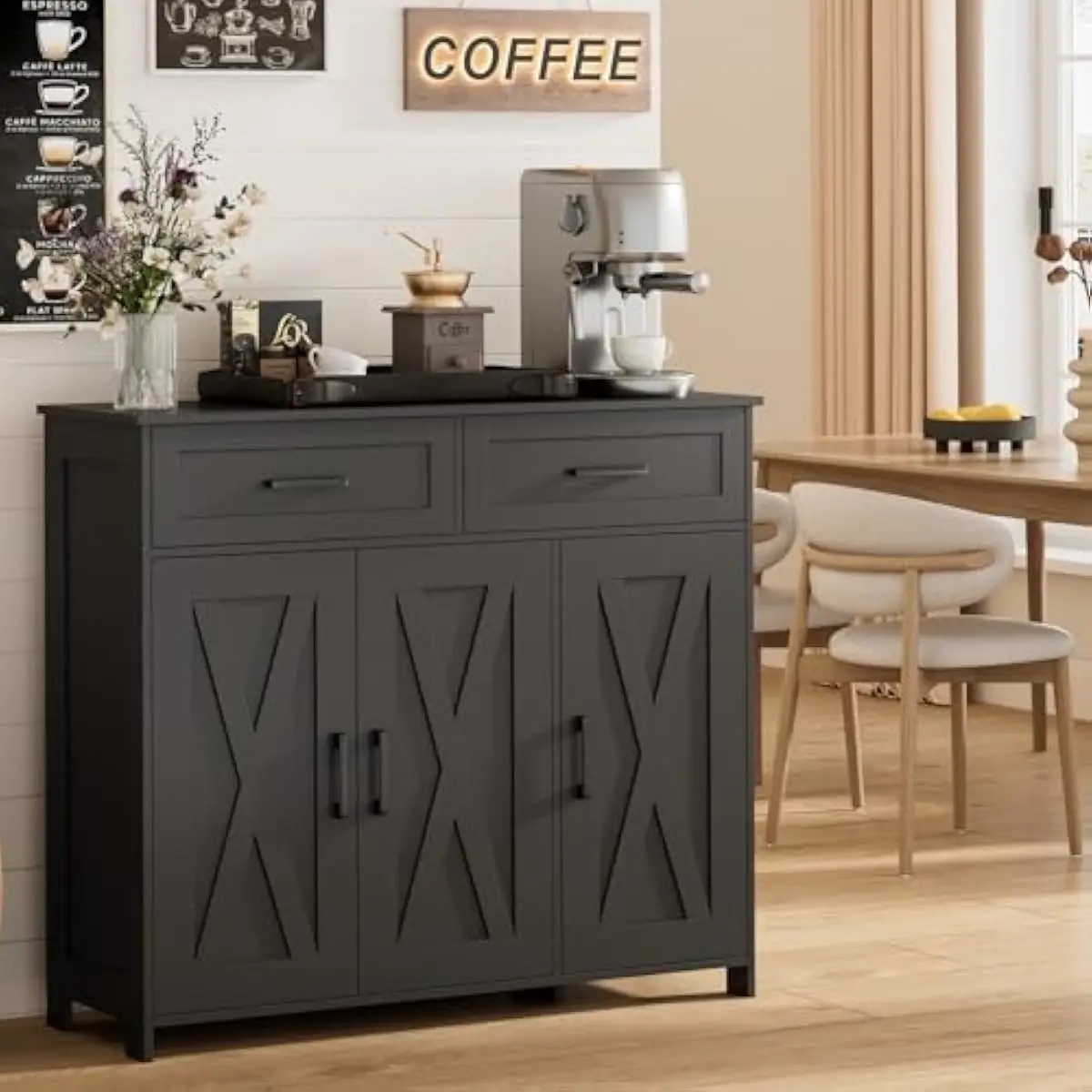 Coffee & Tea - Pastry Góc Xanh - Coffee Bar Storage Cabinet with Drawers,