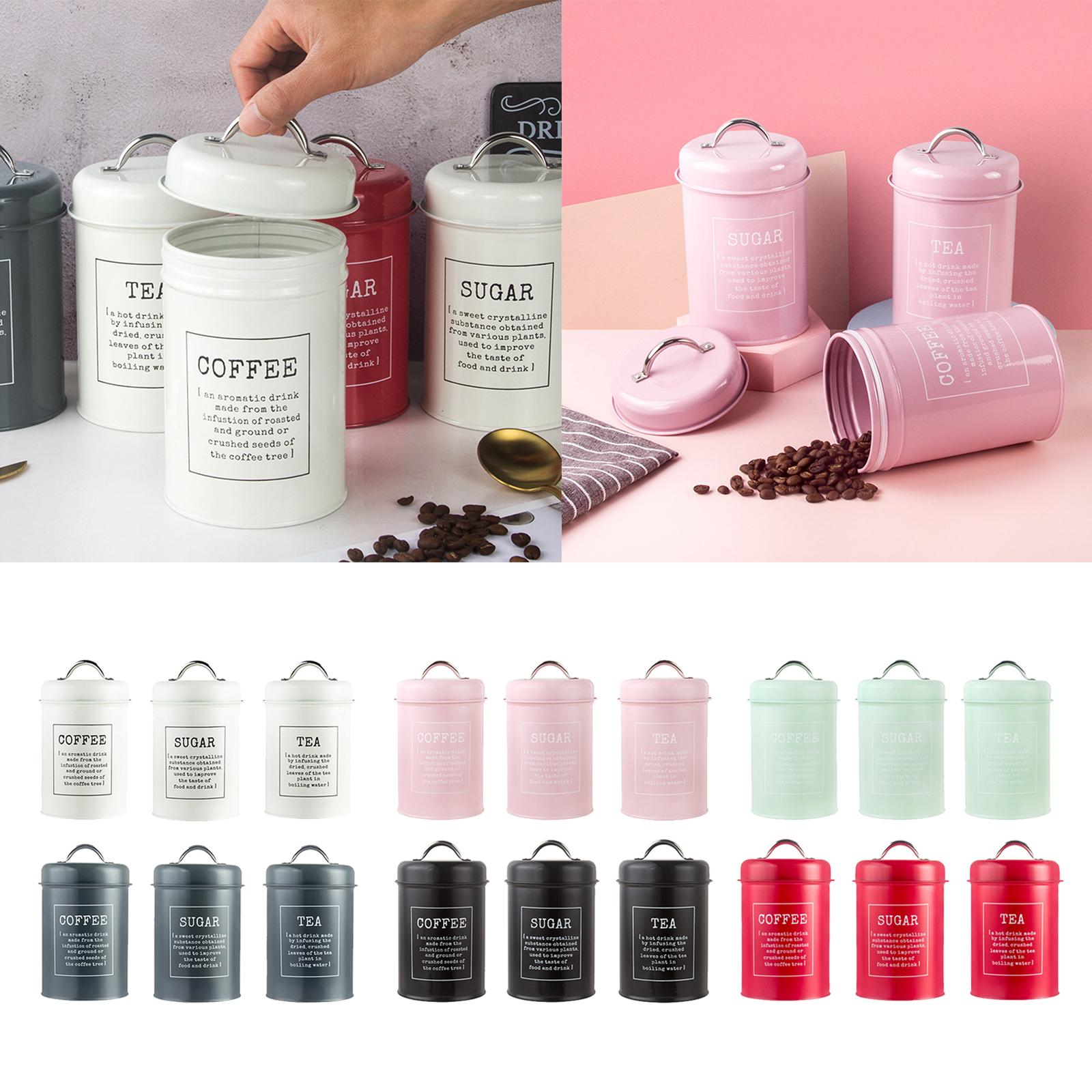 Coffee Tea Sugar Canister Set - 3pcs 1200ml Airtight Kitchen Canister Set