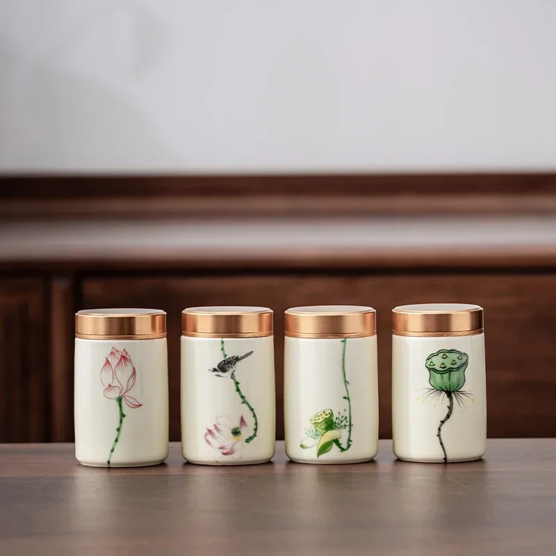 Coffee Tea And Sugar Canisters - 4PCS/LOT Boutique ceramics Tea Caddy Medicinal