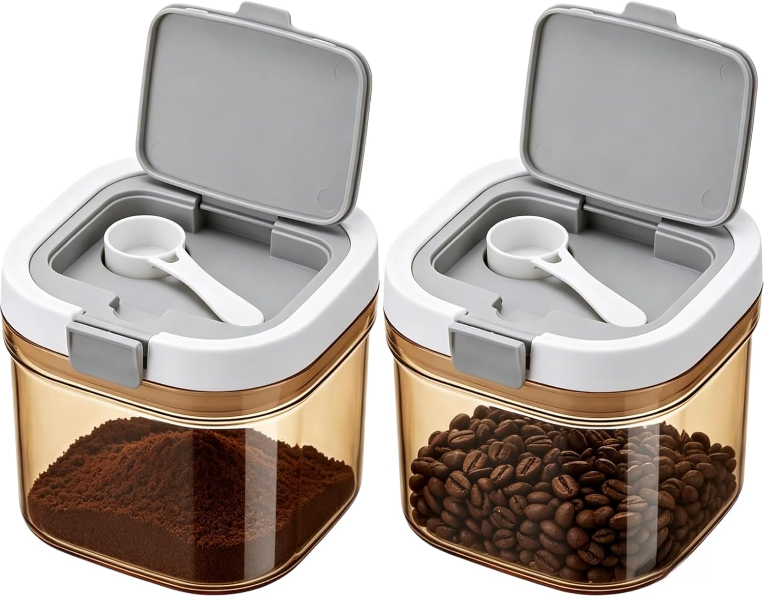 Coffee Tea And Sugar Canisters - 2pcs Coffee Canister with Scoop Airtight