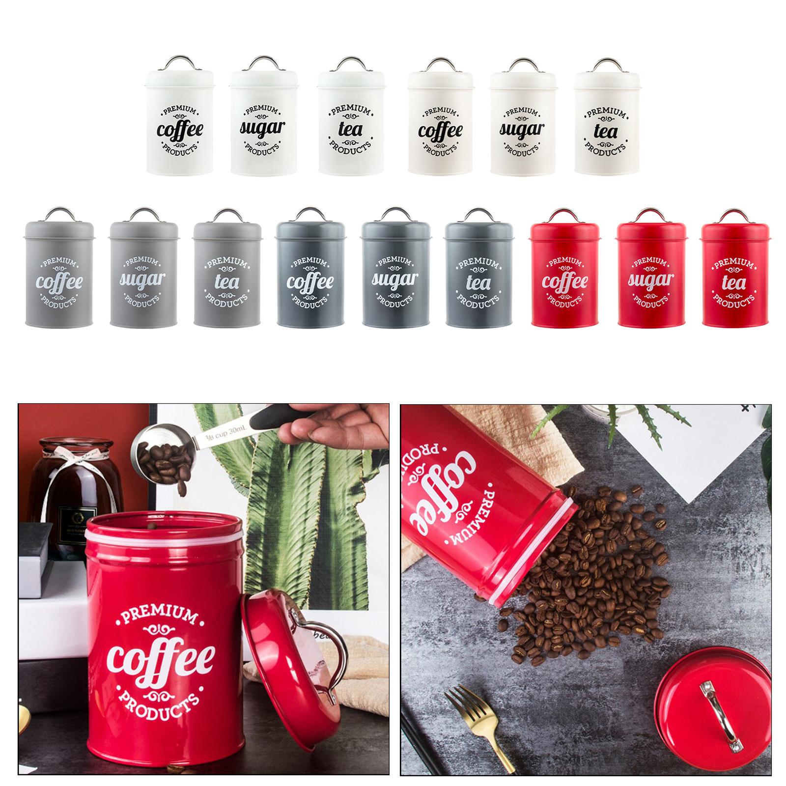 Coffee Tea Sugar Canister Set - Metal Kitchen Canister Set Coffee Tea