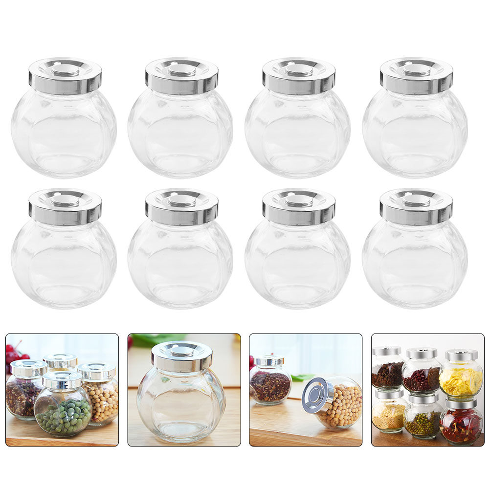 Coffee Tea Bean - 8Pcs Lightweight Portable Glass Storage Jars