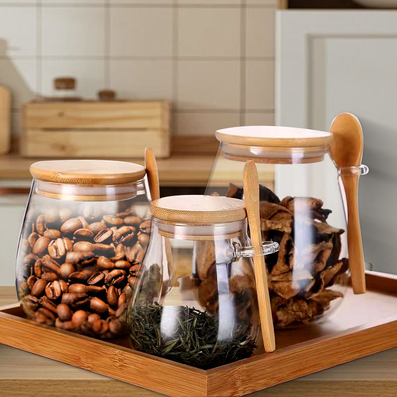 34oz sealed glass jar with spo - Coffee Tea Sugar Canister Set 评论和价格