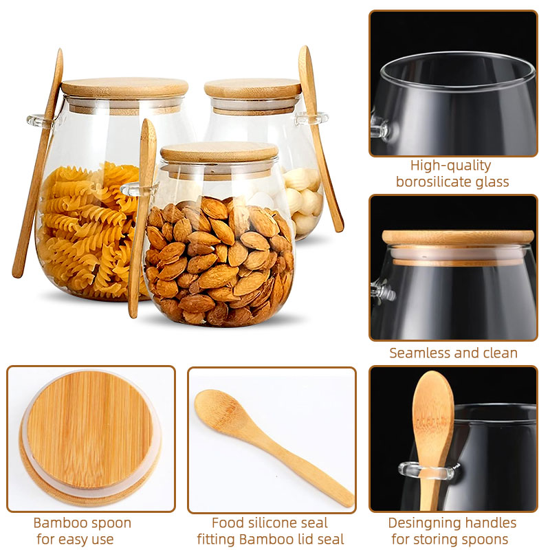 34oz sealed glass jar with spo - Coffee Tea Sugar Canister Set 评论和价格