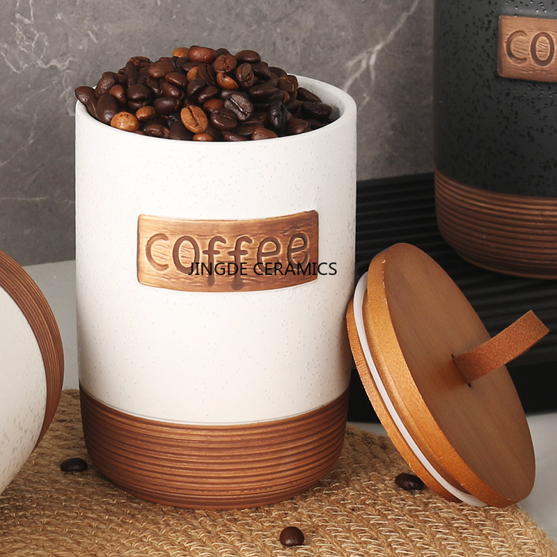 1pc Ceramic sealed jar Coffee  - Coffee Tea Sugar Canister Set 评论和价格