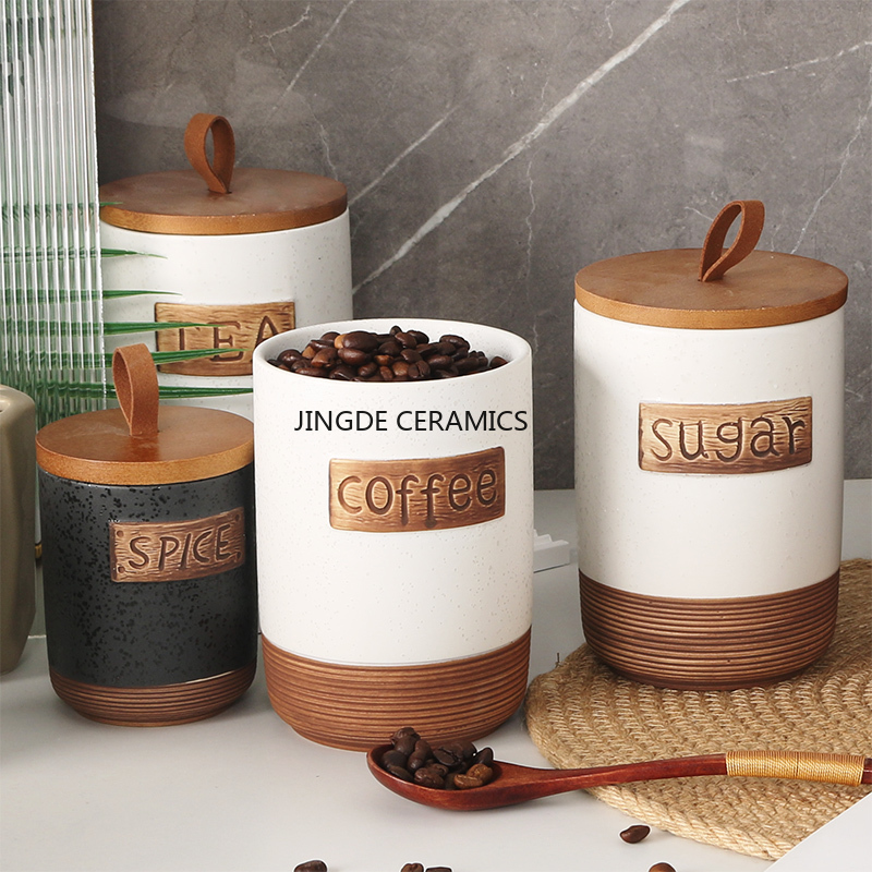 1pc Ceramic sealed jar Coffee  - Coffee Tea Sugar Canister Set 评论和价格