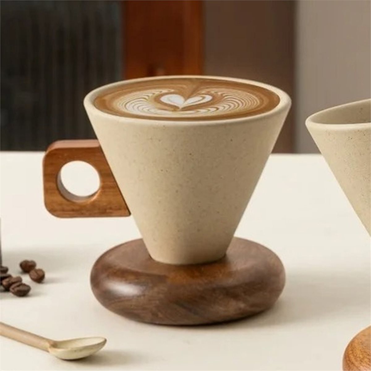 Ceramic Coffee Cup& Wood Base  - Coffee & Tea - Pastry Góc Xanh 评论和价格