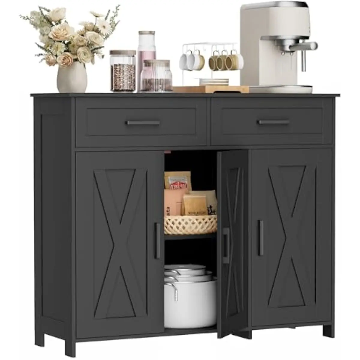 Coffee Bar Storage Cabinet wit - Coffee & Tea - Pastry Góc Xanh 评论和价格