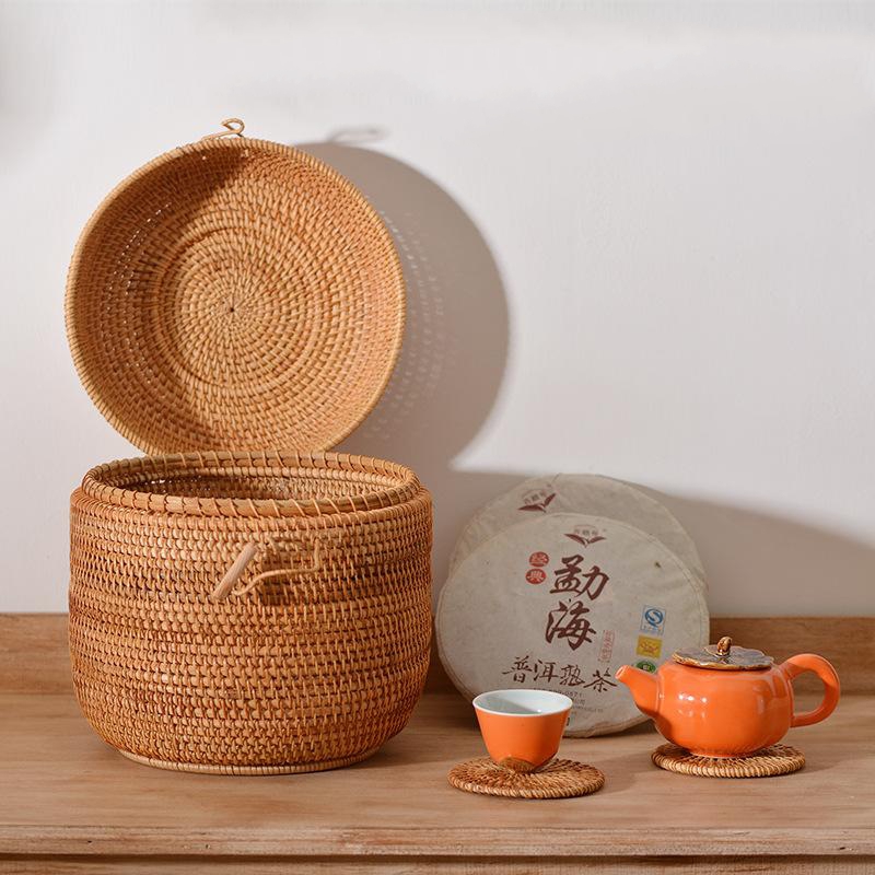 Handwoven Rattan Tea Storage B - Coffee Tea And Sugar Canisters 评论和价格
