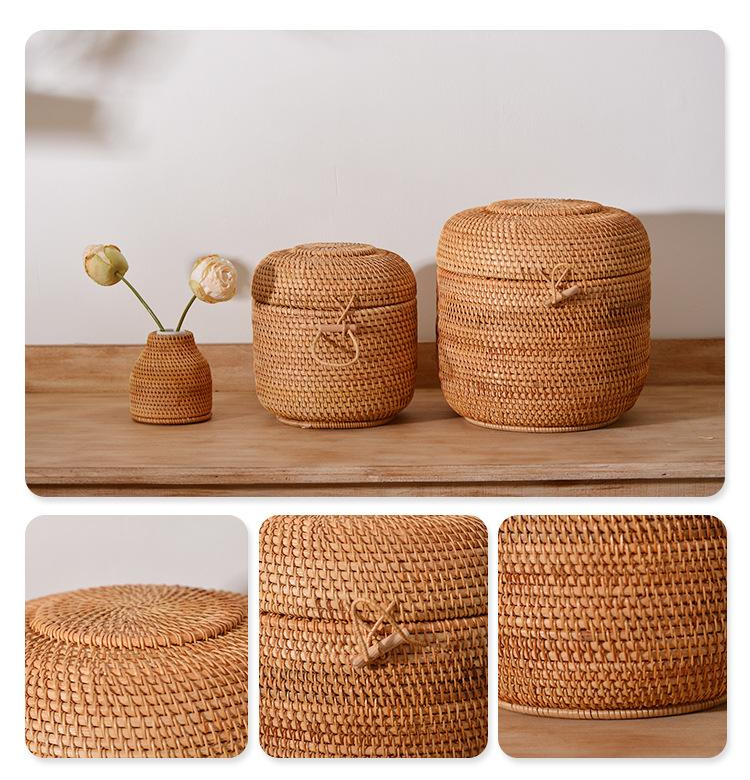 Handwoven Rattan Tea Storage B - Coffee Tea And Sugar Canisters 评论和价格