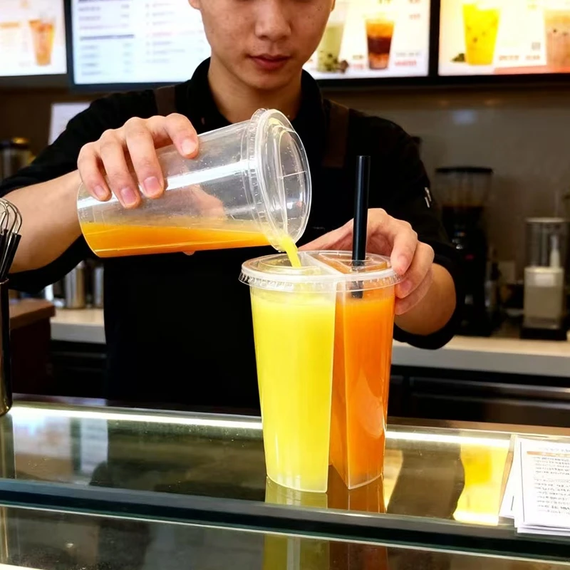 2-in-1 Disposable Plastic Cups - Coffee Tea Boba 评论和价格