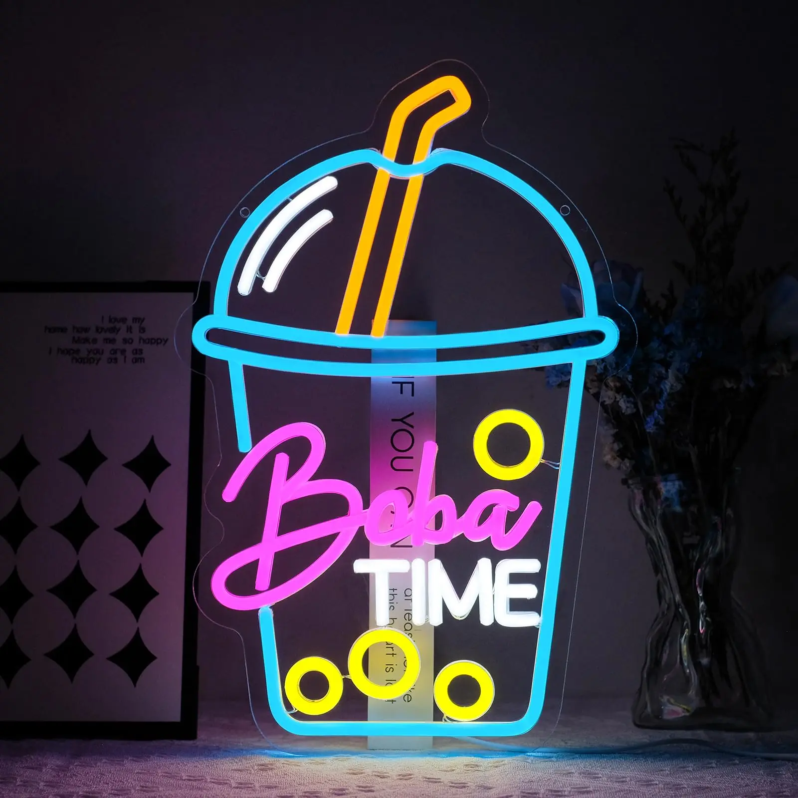 Boba Time Neon Sign for Wall D - Coffee Tea Boba 评论和价格