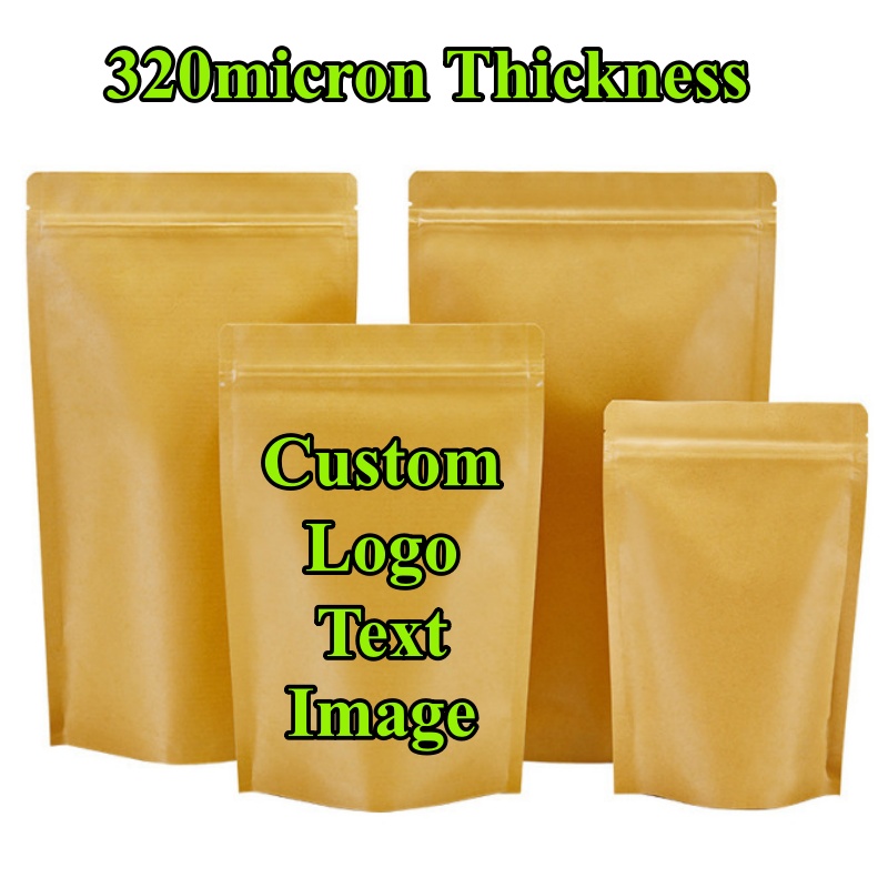 100PCS Stand-up Kraft Paper Fo - Coffee Tea Logo 评论和价格