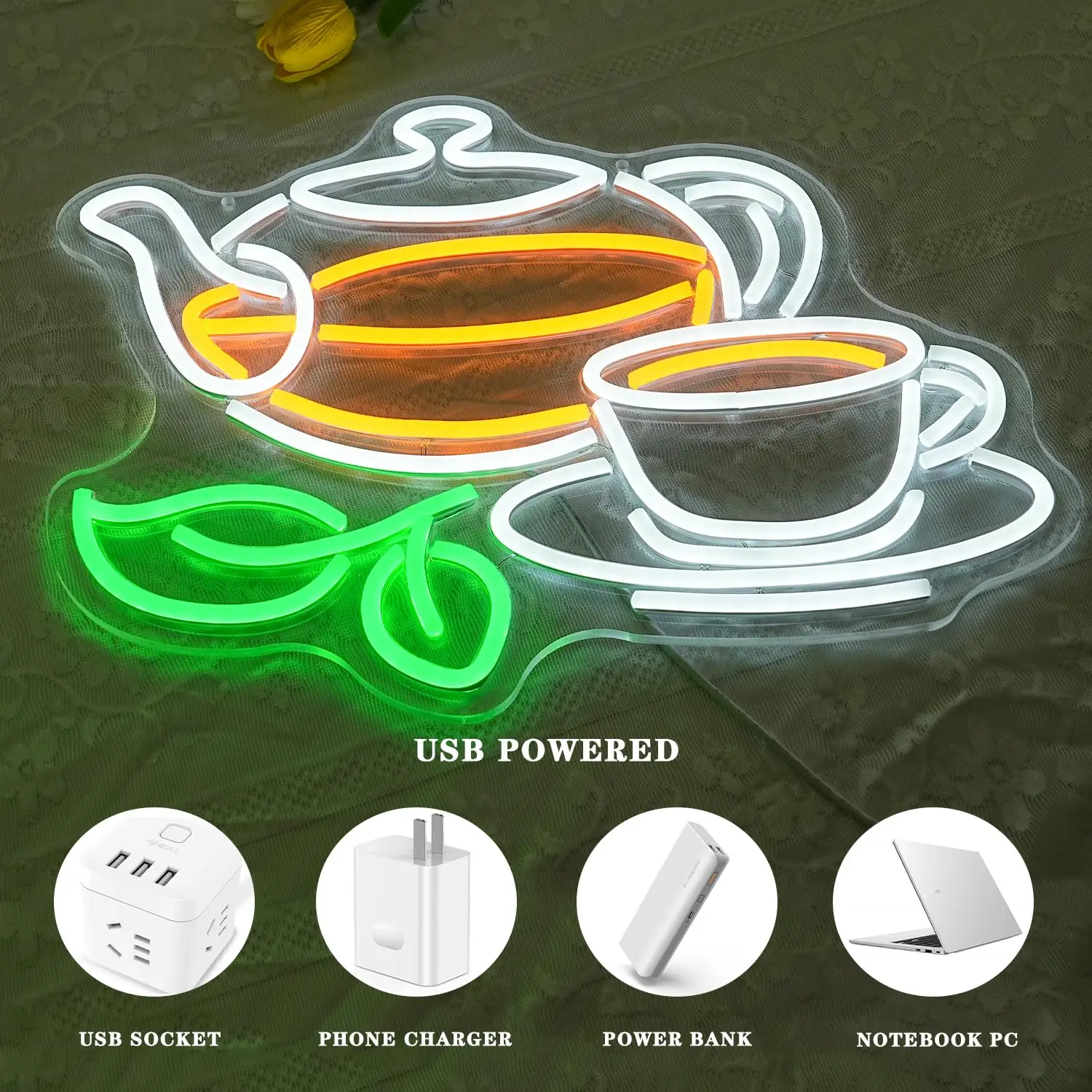 Tea Neon Sign Tea Pot Light Dr - Coffee Tea Plantation 评论和价格