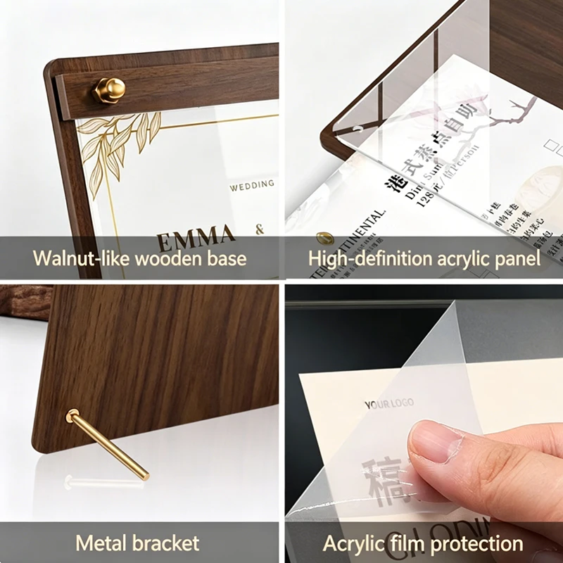 Custom A4 A5 Wood‑Grain Acryli - Coffee Tea Menu 评论和价格