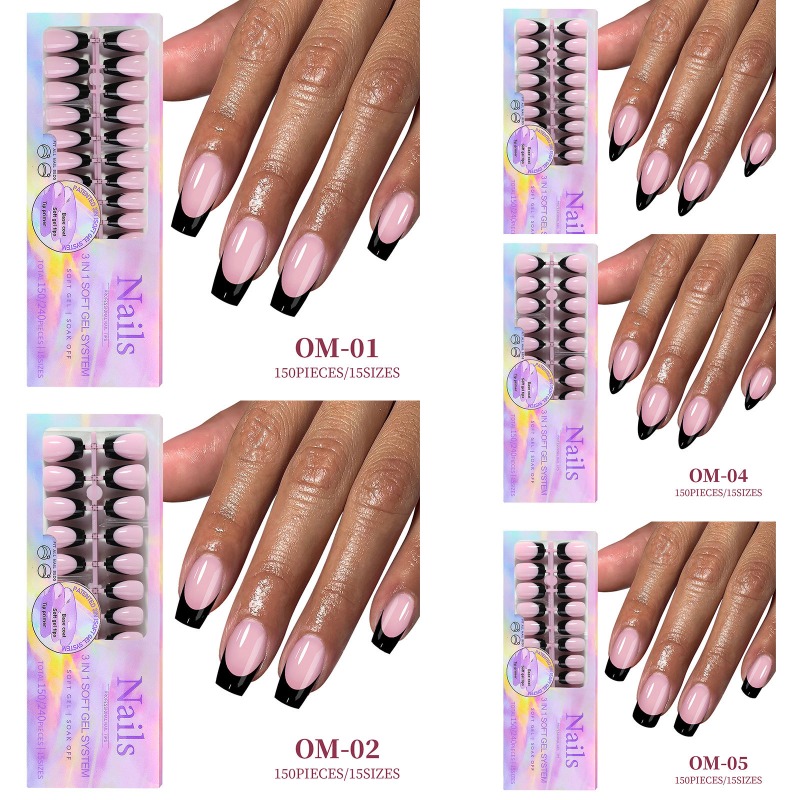 150pcs/box Acrylic False Nails - French Press Glass 评论和价格