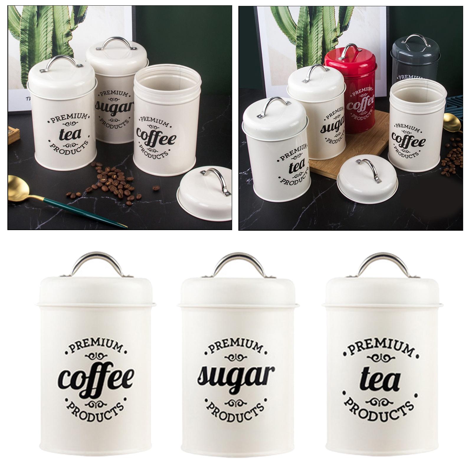 Metal Kitchen Canister Set Cof - Coffee Tea Sugar Canister Set 评论和价格