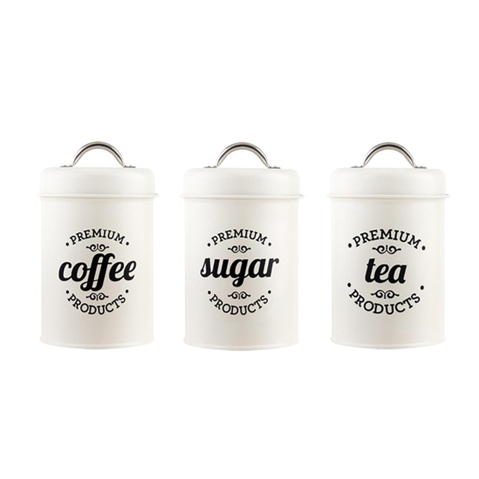 Metal Kitchen Canister Set Cof - Coffee Tea Sugar Canister Set 评论和价格