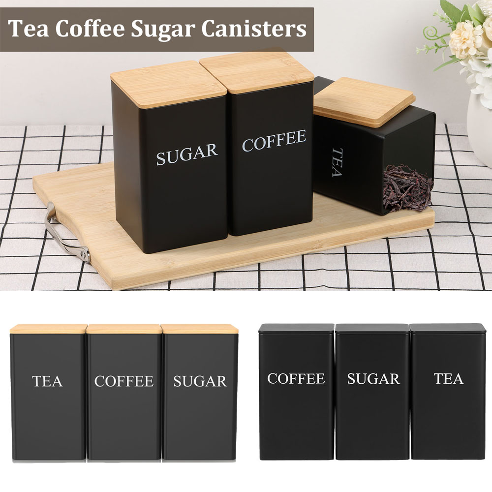 Coffee Bean Storage Jar Metal  - Coffee Tea Sugar Canister Set 评论和价格