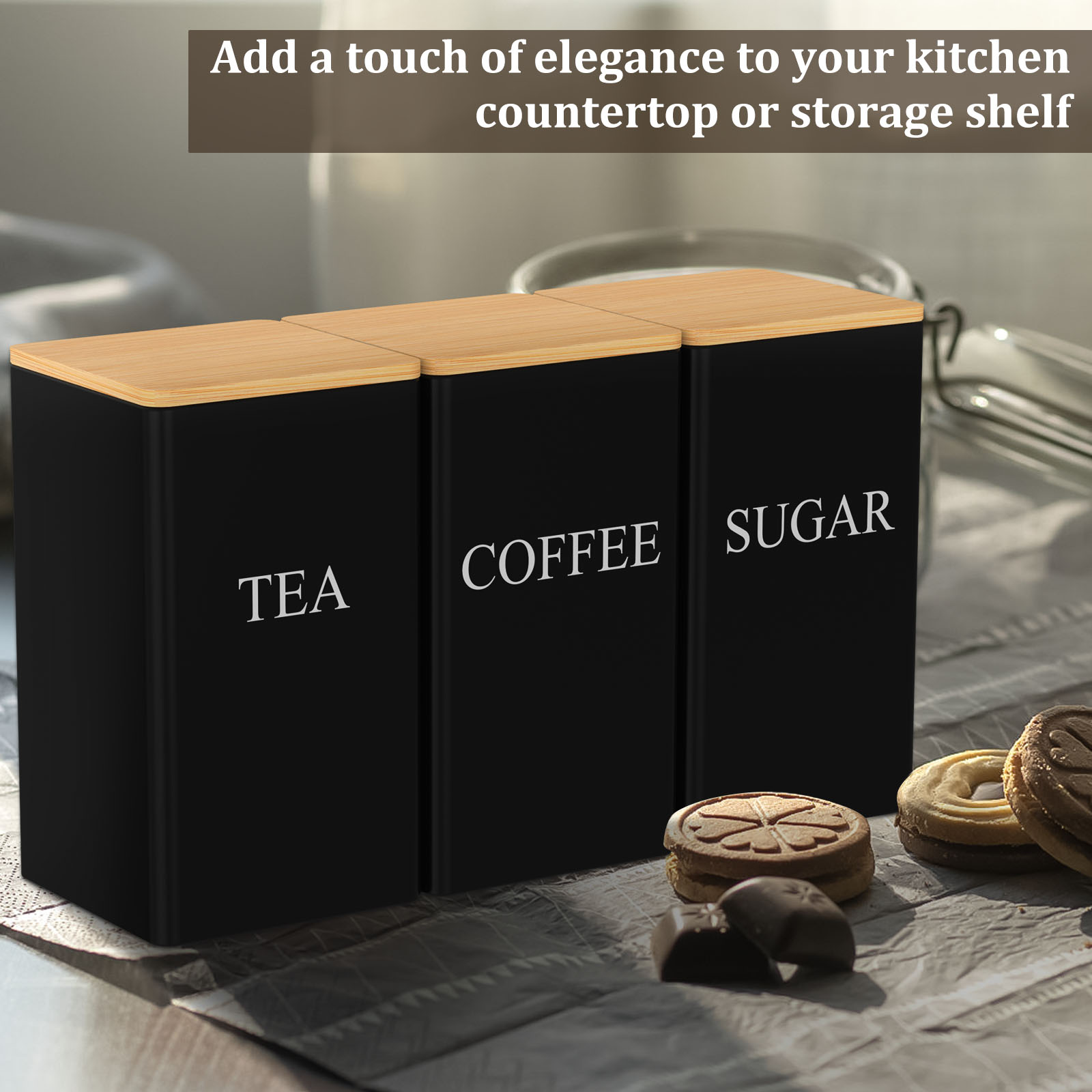 Coffee Bean Storage Jar Metal  - Coffee Tea Sugar Canister Set 评论和价格