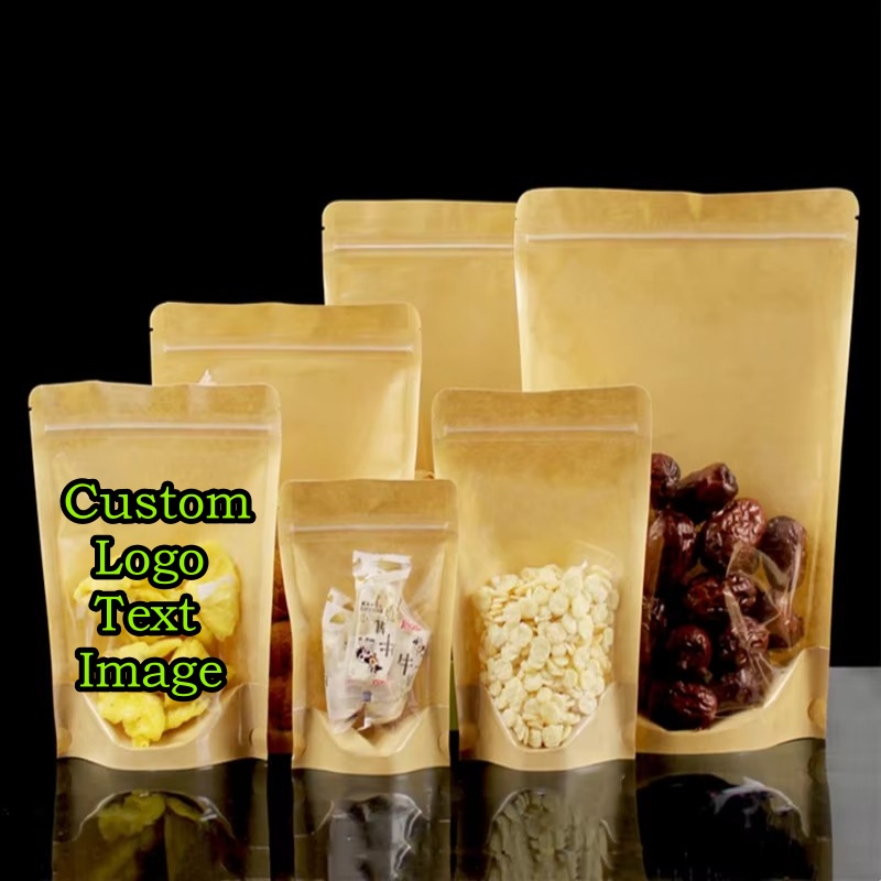 100PCS Clear Stand-up Kraft Pa - Coffee Tea Logo 评论和价格