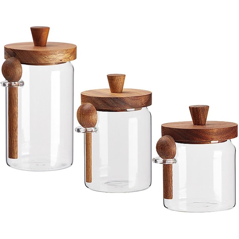 THIVN-Glass Jar Coffee Tea Sug - Coffee Tea Sugar Canister Set 评论和价格