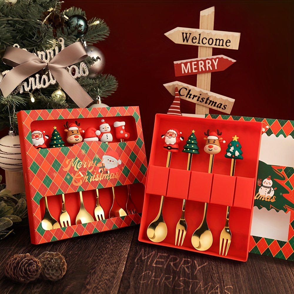 1Set Creative Christmas Fork A - Coffee Tea Sugar Canister Set 评论和价格